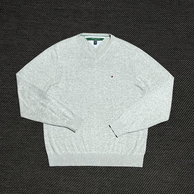 [M] Tommy 타미힐피거 그레이 코튼 브이넥 니트