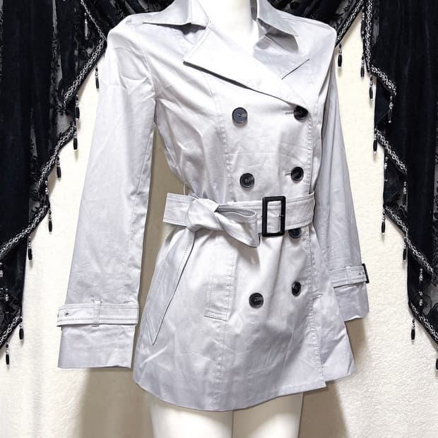 로맨틱갸루 로걀 오네 세실맥비깔 실버그레이 트렌치코트 자켓 펑크 데일리