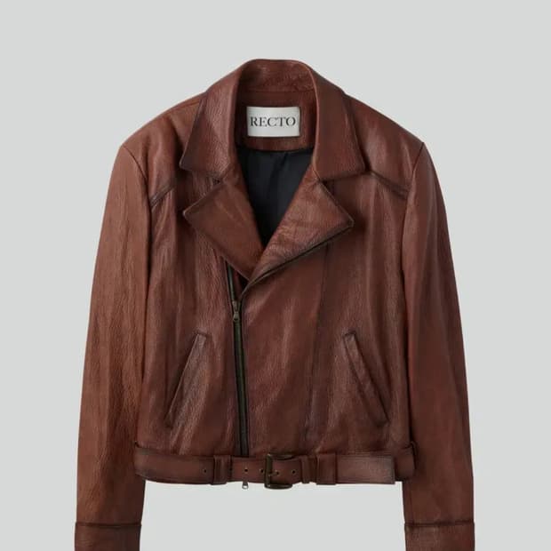 렉토 26ss 이펙트 바이커 레더 자켓 꼬냑 m