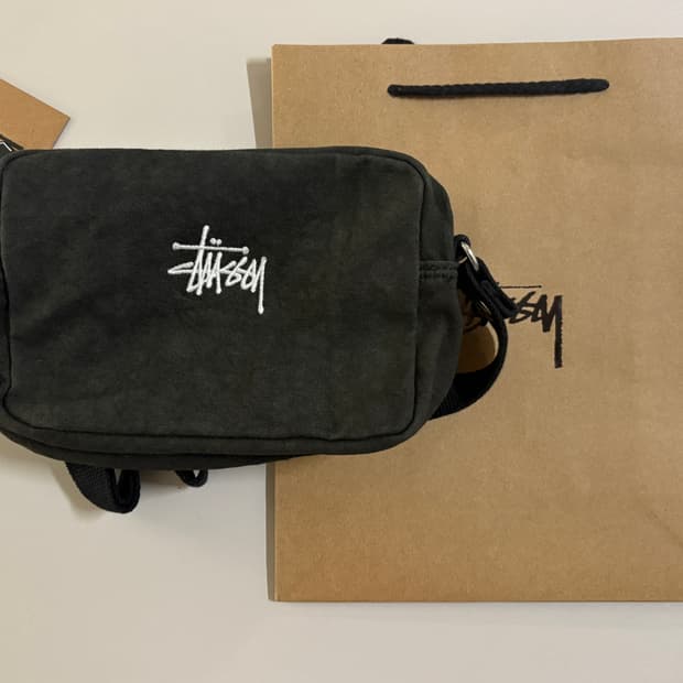 스투시 캔버스 사이드 파우치 워시드 블랙 