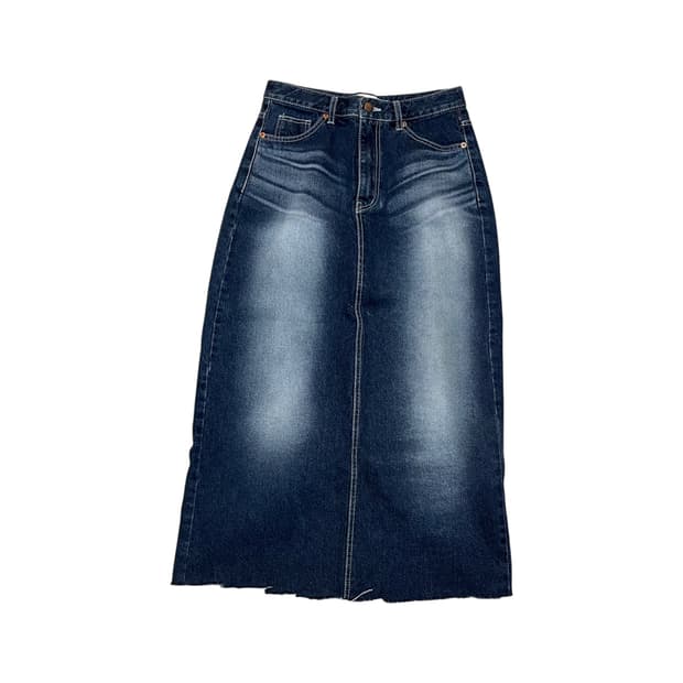 vintage washed denim long skirt