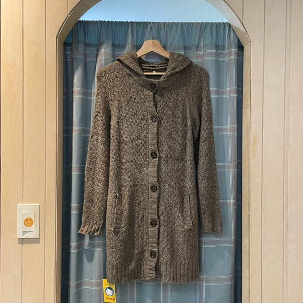 Muji 후드탈부착 알파카가디건