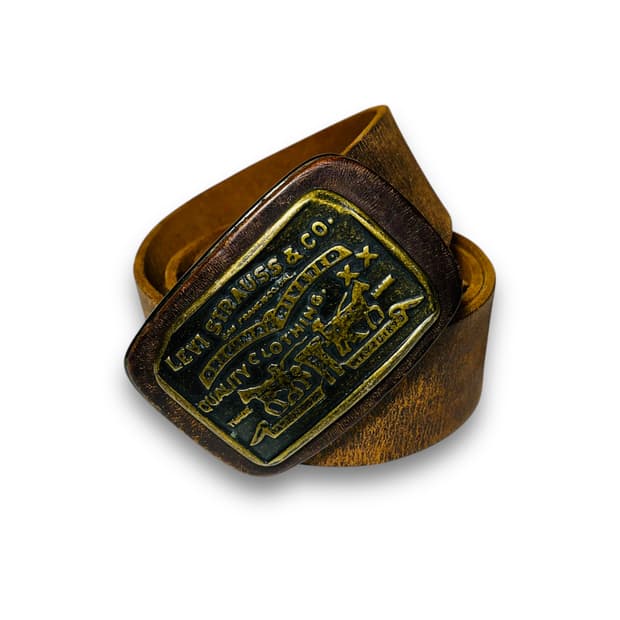 리바이스 웨스턴 빅 버클 빈티지 가죽 벨트