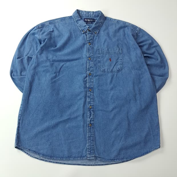 CA243 XL 폴로 빅사이즈 90s 인디고 블루 데님 셔츠 남방