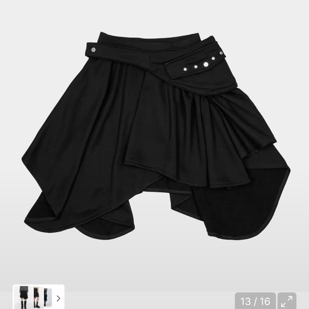 러프넥 벨티드 포켓 드레이프 스커트 블랙