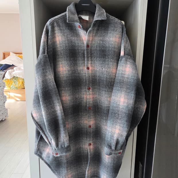 스탠드얼론 체크 롱셔츠