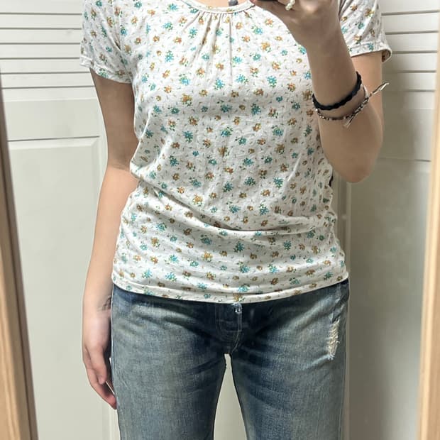 플로럴 플라워패턴 반팔 티셔츠