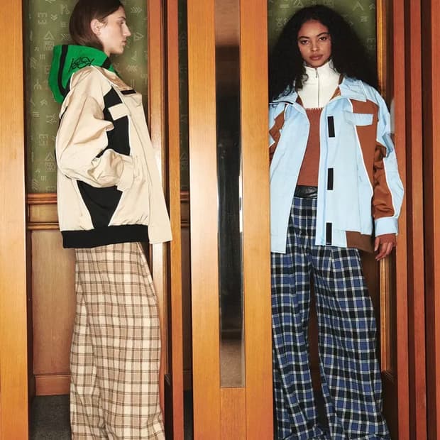 Kijun 기준 체크 와이드 팬츠 플래드 체크 베이지