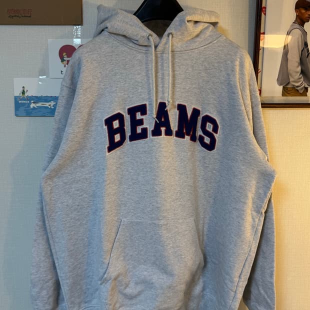 [2XL]BEAMS 빔즈 베이직 후드티 에쉬 그레이