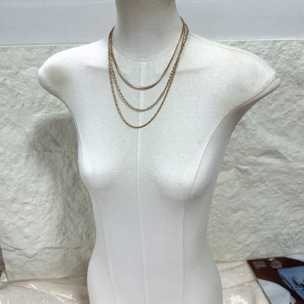 빈티지 중세 스네이크체인 꽈배기체인 레이어드 목걸이
