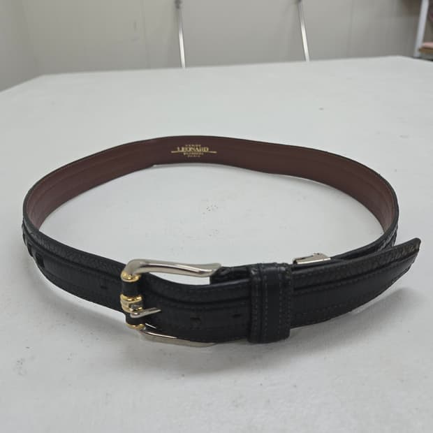 레오나드 블랙 가죽 벨트