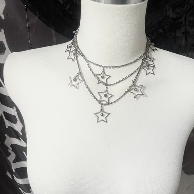 00s star choker 3줄 레이어드 별목걸이 빈티지대장오네갸루