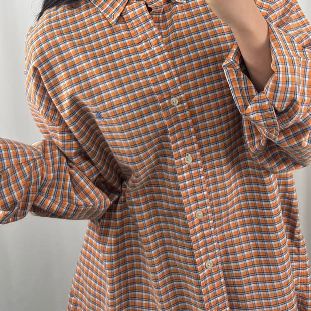 폴로 오렌지 체크 셔츠