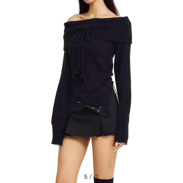 COTTON CANDY OFF-SHOULDER KNIT 블랙