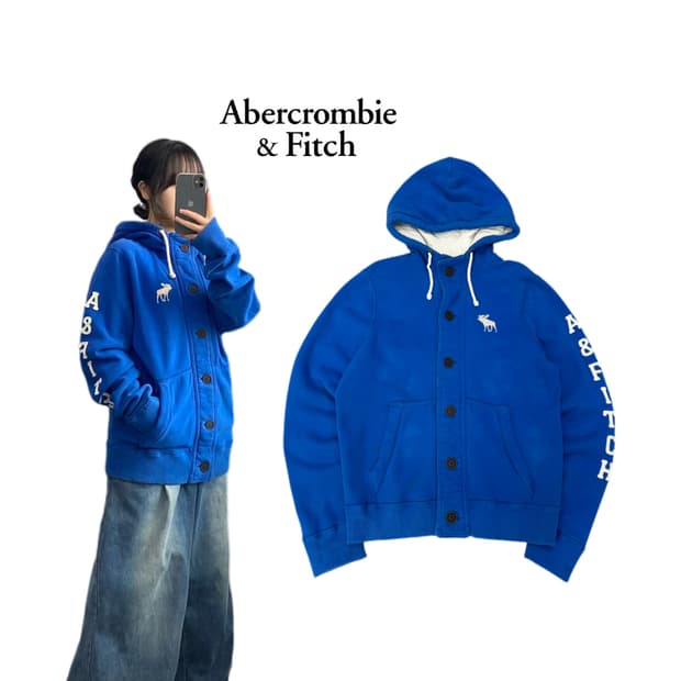 아베크롬비 Y2K 사슴로고 버튼 후드집업