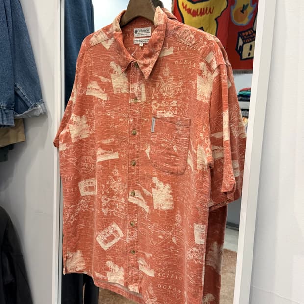 00s Columbia 컬럼비아 빈티지 하와이안 반팔 셔츠