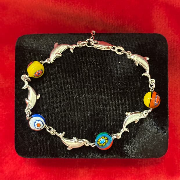 Vintage 925 Sterling Silver Murano Mille