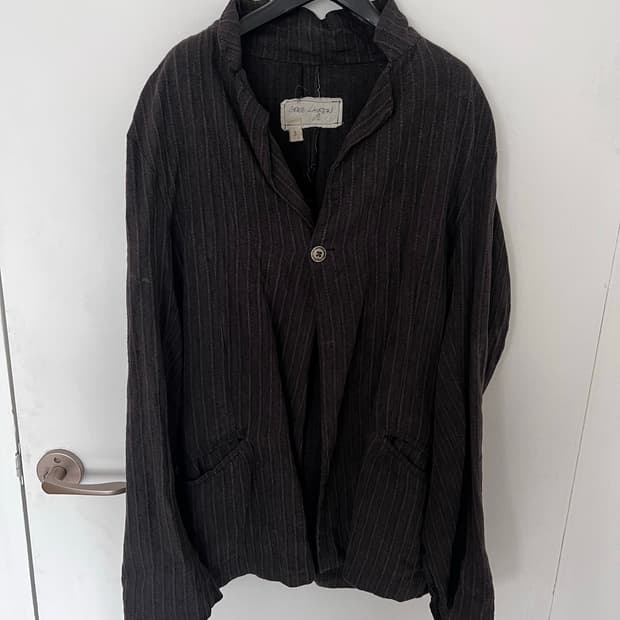 greg lauren stripe suspenders jacket