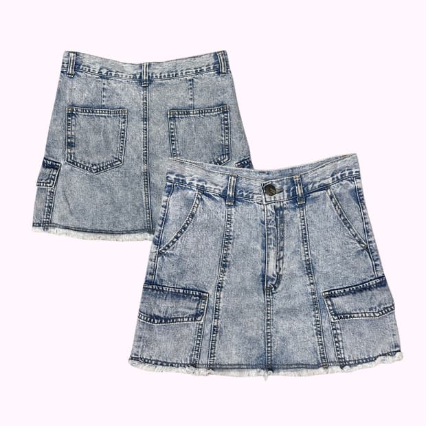 fatique cargo denim skirt