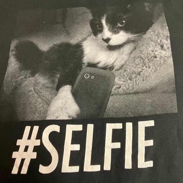 멕시코산 Black Matter 고양이 프린팅 티셔츠 XL 구제 빈티지