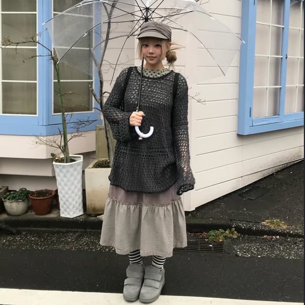 [2] 코이세이오 니트 차콜 HOLE KNIT