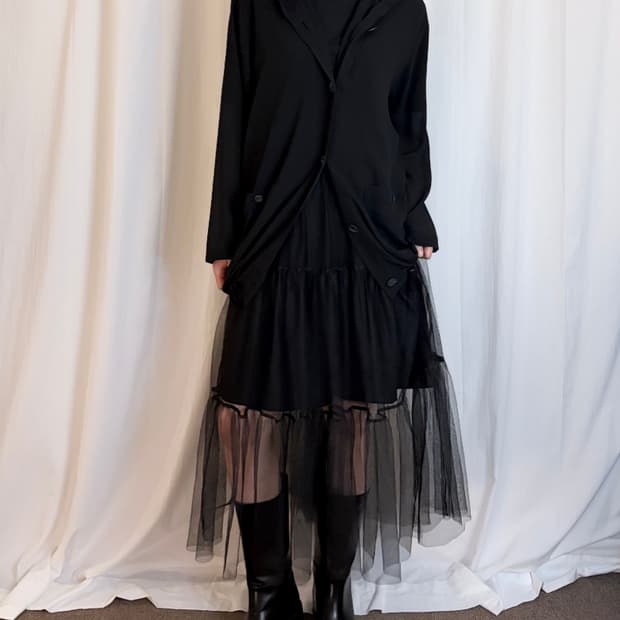 Sheer Hooded Jacket - Black