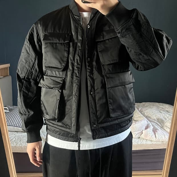 [새상품]언어펙티드 패디드 레이어드 플라이트 자켓 블랙