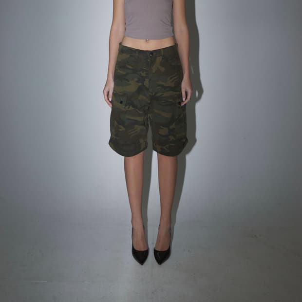 딥인블루 카모 카고 팬츠 버뮤다팬츠