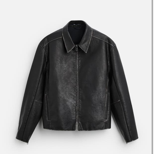 자라 워싱레더 자켓 m