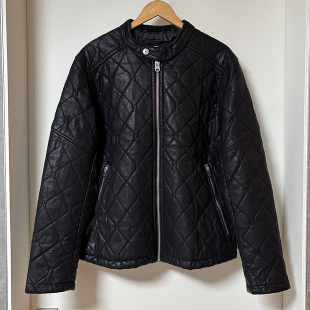 (XL) 지스타로우 코티드 퀼팅 자켓 (레더 이펙트)