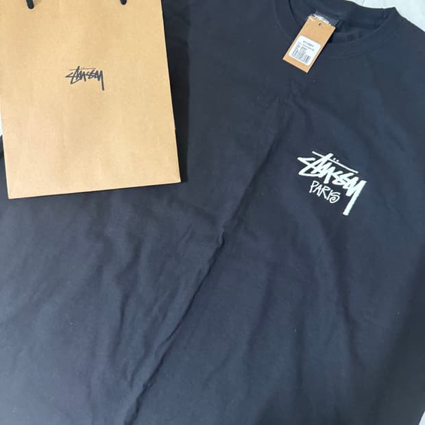 스투시 스탁 파리 반팔티 XL 블랙