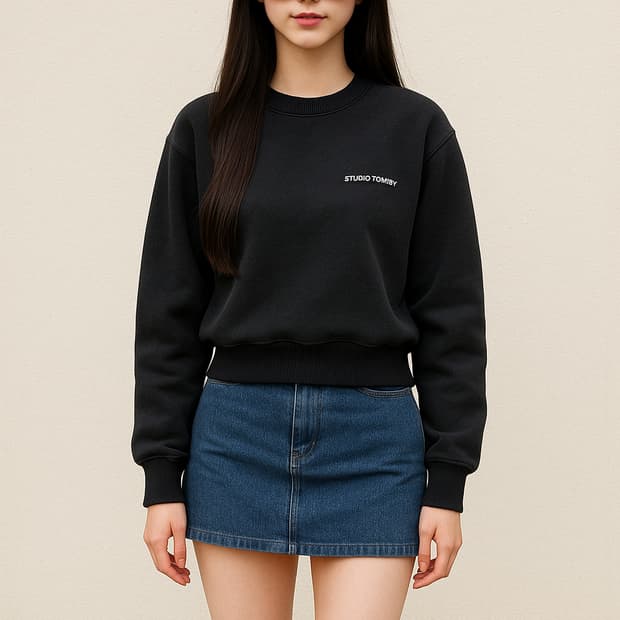 스튜디오톰보이. 여자 크롭 기모 맨투맨_Free