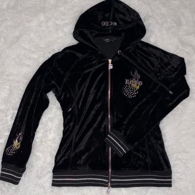 BCBG 벨벳 후드집업