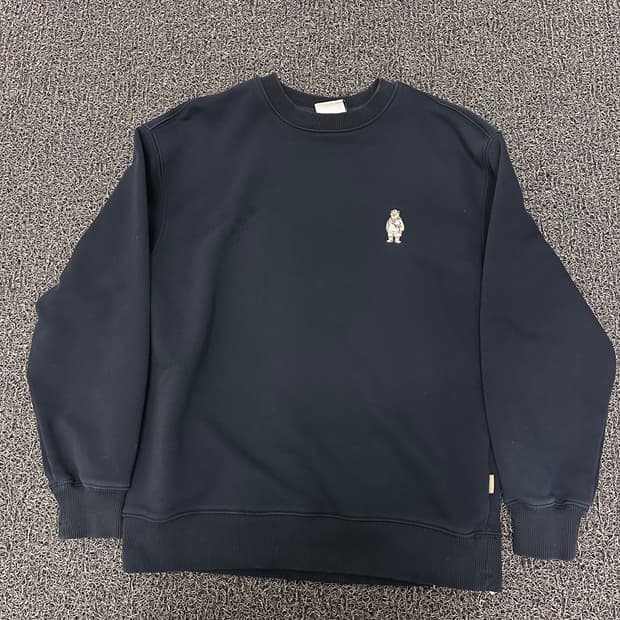 후아유 공용 곰돌이 자수 맨투맨 블랙 S