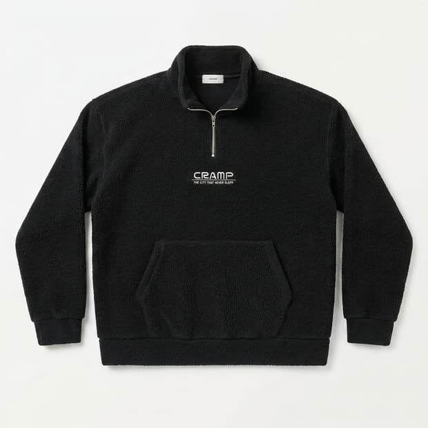 [FREE] CLAMP 블랙 양털 플리스 반집업 아노락 자켓 #T
