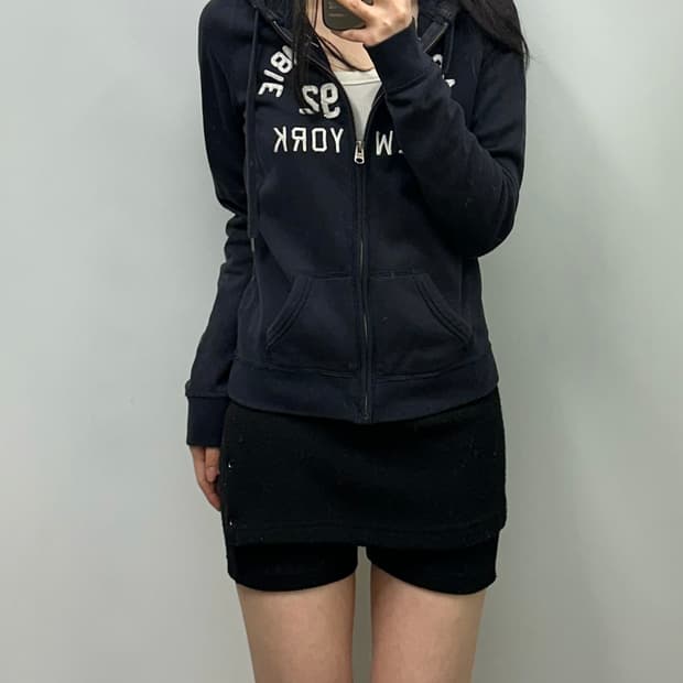 아베크롬비 y2k 와투케 네이비 딱붙 후드집업