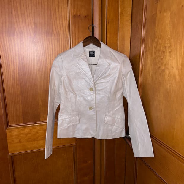 Pearl Ivory Leather Blazer