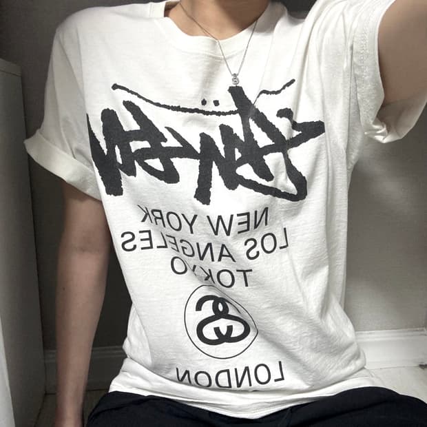 S 스투시 월드투어 화이트 반팔/반팔티/브랜드/옷