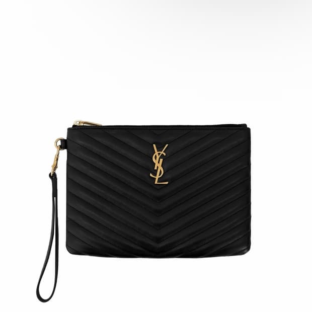[S] 생로랑 여성 마틀라세 모노그램 YSL 로고 클러치 블랙 금장 스몰