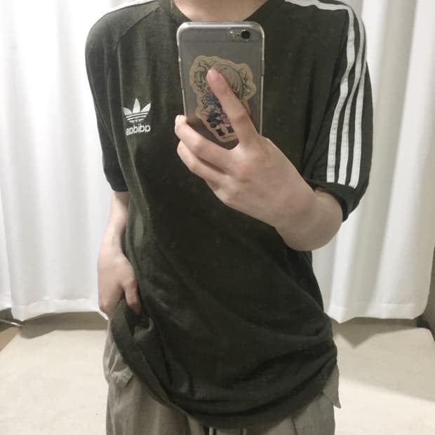 아디다스 카키 링거 트랙탑 반팔 티셔츠