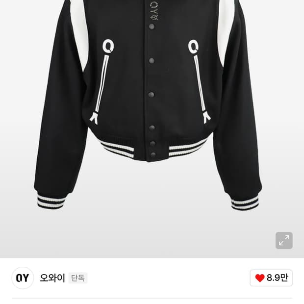 오와이 메탈 로고 바시티 자켓 (블랙)