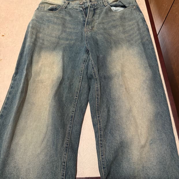 빈티지 데미지 와이드 데님 팬츠