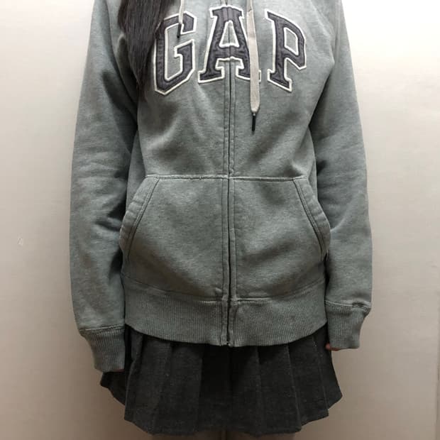 빈티지 갭 그레이 데님 패치 후드집업
