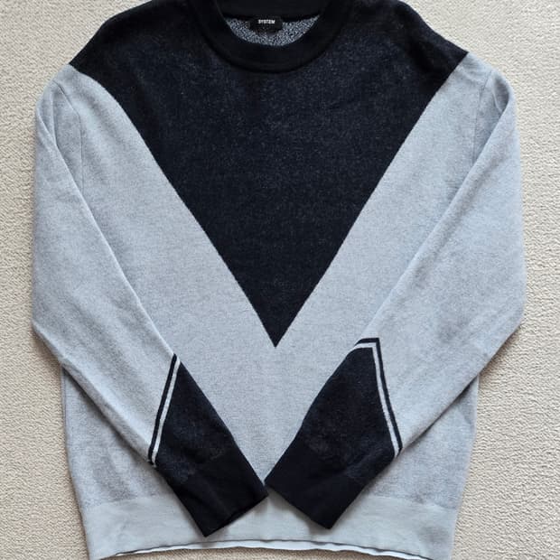 시스템 옴므 컬러블록 니트 맨투맨