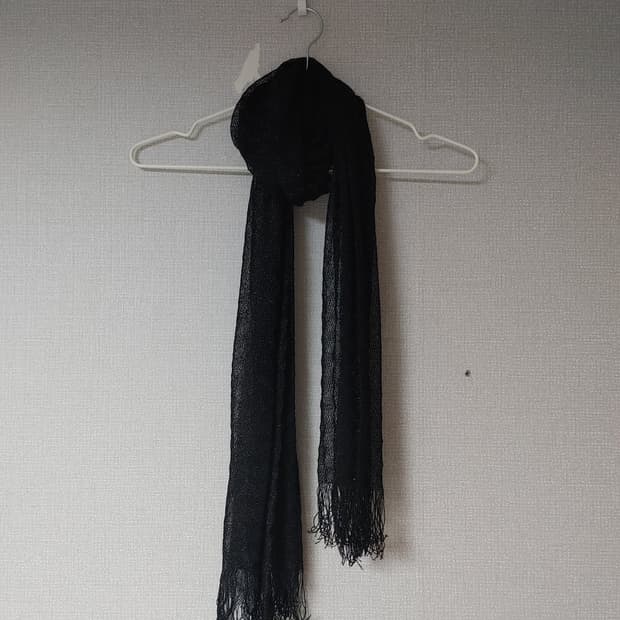 빈티지 스카프 머플러 목도리 프린지블랙검정반짝이은사모리걸하구미오리엔탈히피