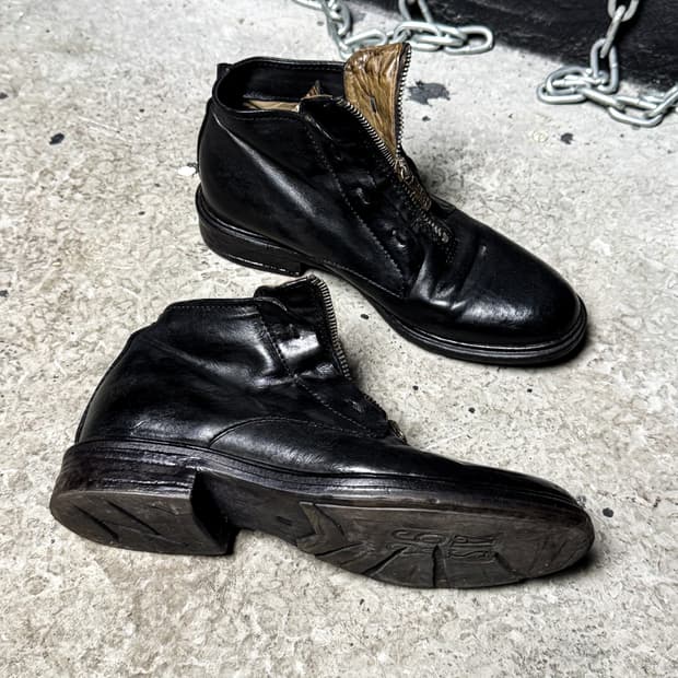 AS 98 – Front Zip Leather Ankle Boots  