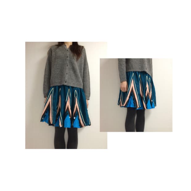 스나오 쿠와하라 스팽글 실크 스커트