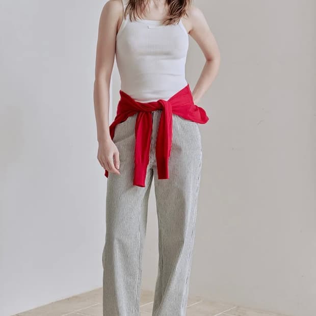 애프터아워즈 로우컷 데님 팬츠 (스트라이프)