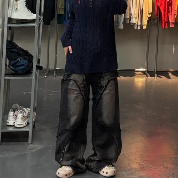 폴로랄프로렌 코튼 케이블 네이비 하프집업 스웨터 A3007