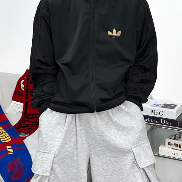 아디다스 구파이어버드 블랙 골드 트랙탑 져지 XL